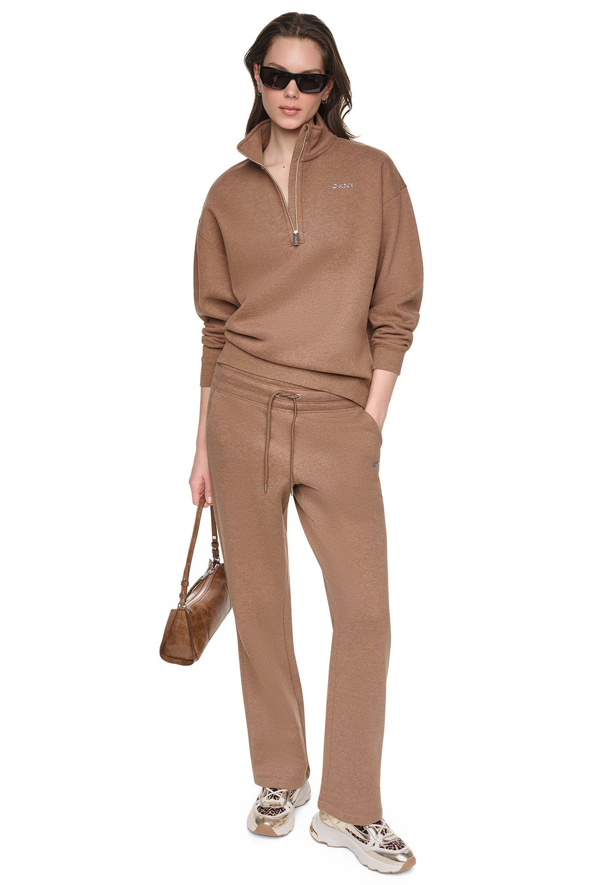 METALLIC BUBBLE HIGH-RISE STRAIGHT LEG PANT - Taffy | DKNY