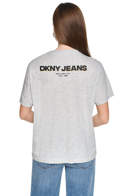 DOWNTOWN SKETCH TEE - Sky Grey Heather/Taxi Cab | DKNY