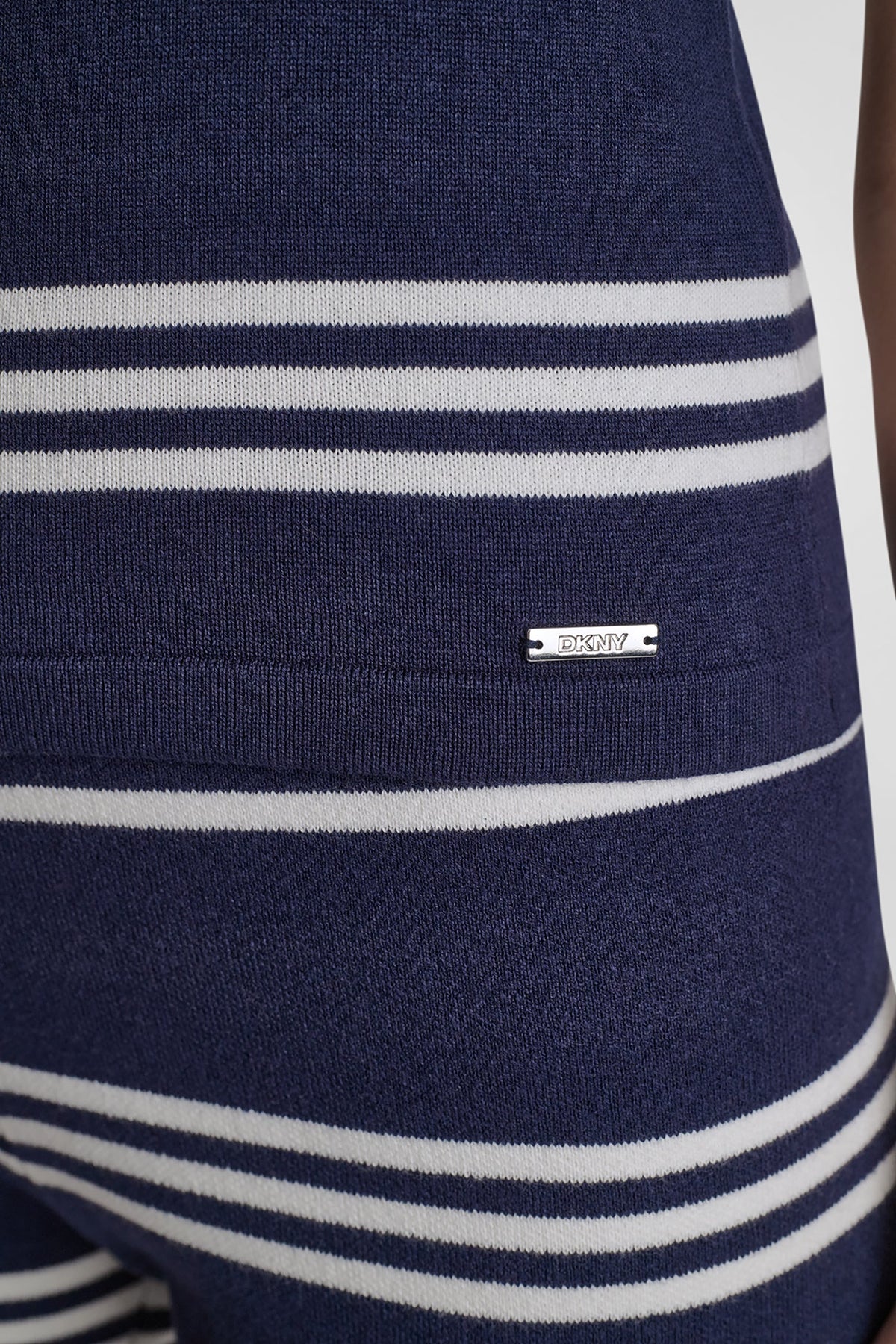 ELBOW SLEEVE STRIPED SWEATER - Peacoat/Ivory | DKNY