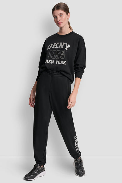 DKNY 1989 RHINESTUD LOGO JOGGER - Black | DKNY