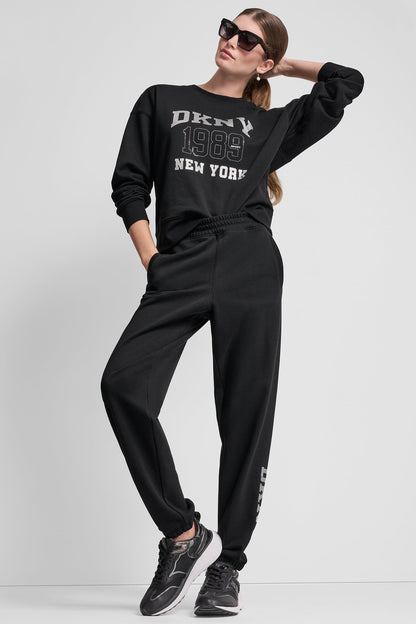 DKNY 1989 RHINESTUD LOGO JOGGER - Black | DKNY