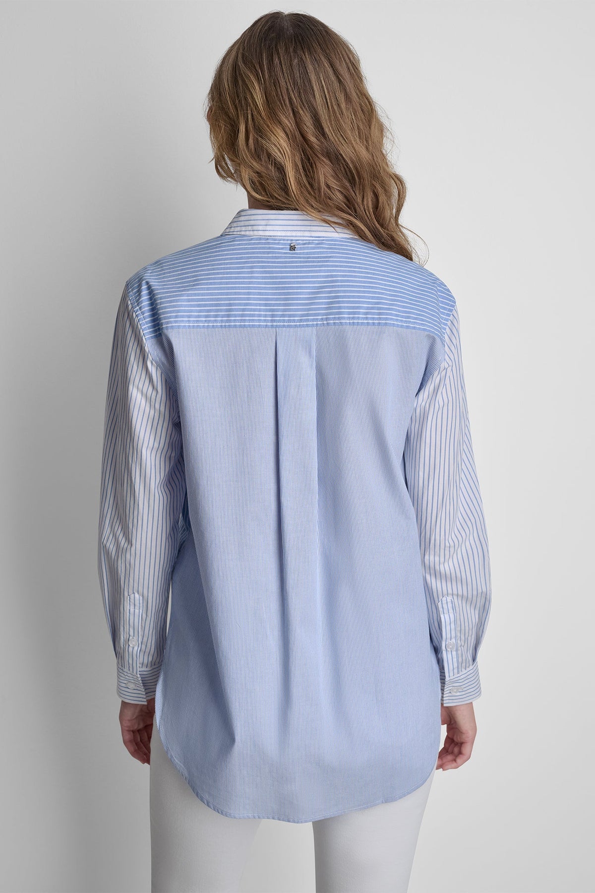 POPLIN CLASSIC FIT SHIRT WITH MIXED STRIPES - Blue Multi | DKNY