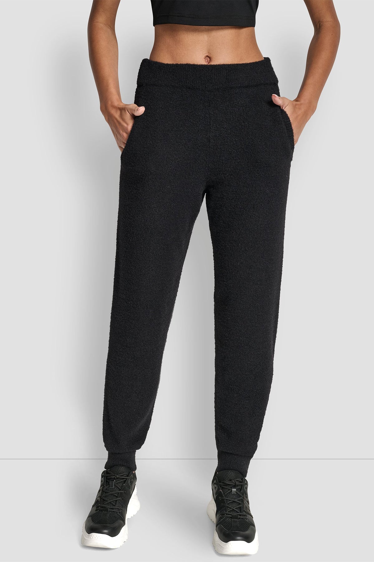 FEATHER YARN JOGGER WITH POCKETS AND TONAL LOGO - DUSTY MAUVE | DKNY