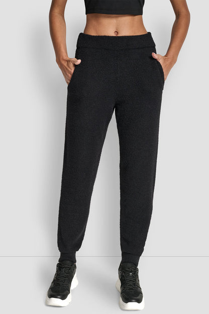 FEATHER YARN JOGGER WITH POCKETS AND TONAL LOGO - DUSTY MAUVE | DKNY