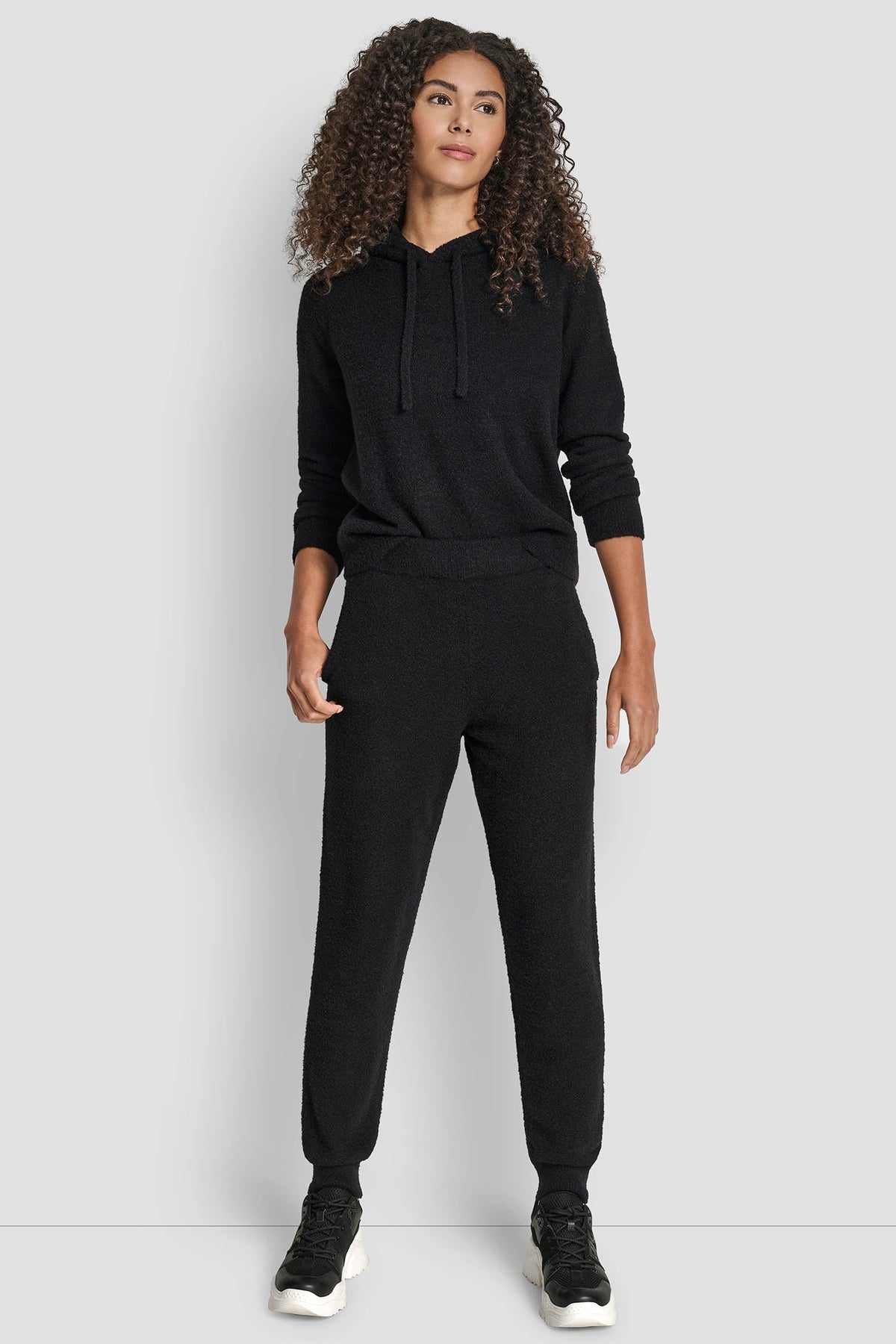 FEATHER YARN JOGGER WITH POCKETS AND TONAL LOGO - DUSTY MAUVE | DKNY