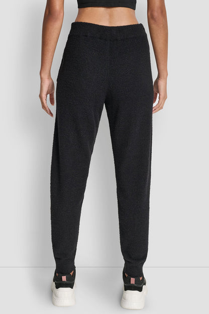 FEATHER YARN JOGGER WITH POCKETS AND TONAL LOGO - DUSTY MAUVE | DKNY