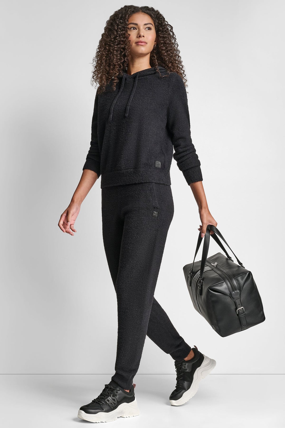 FEATHER YARN JOGGER WITH POCKETS AND TONAL LOGO - DUSTY MAUVE | DKNY
